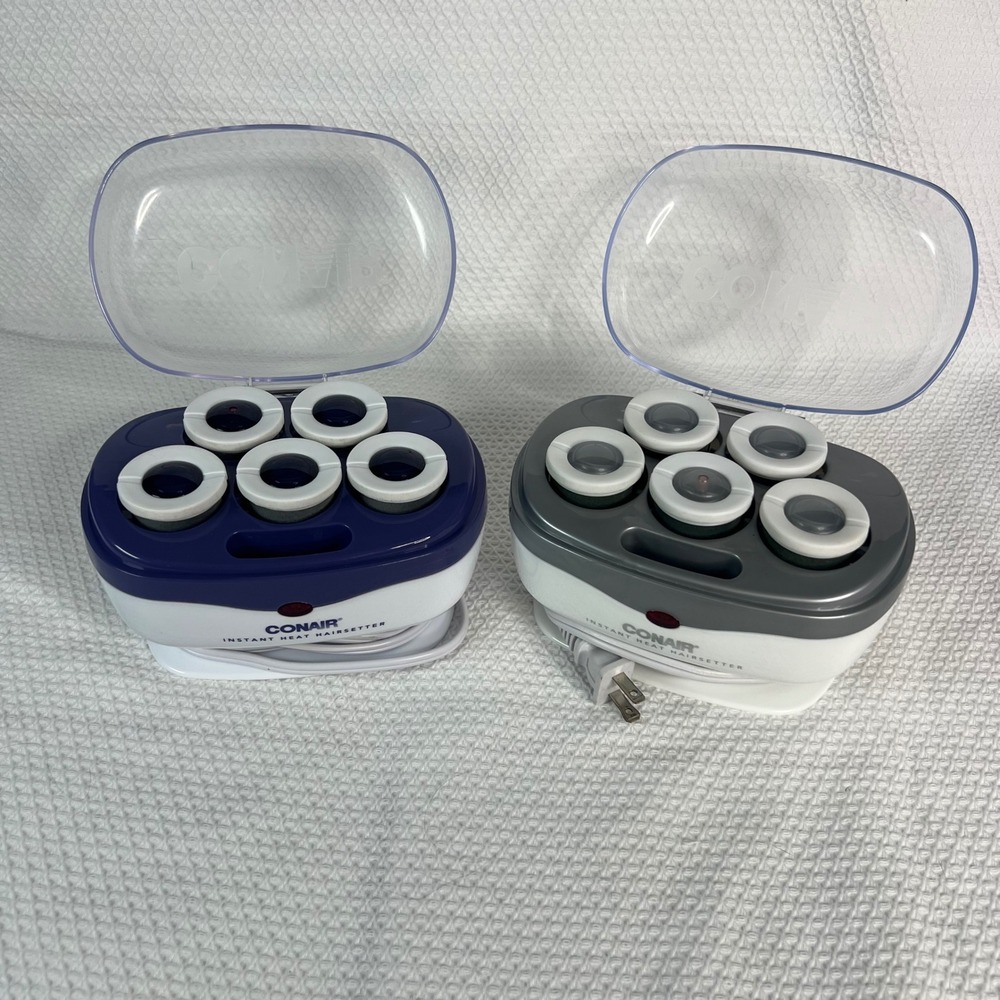 Conair Instant Heat Hairsetter Travel (2) Sets of 5 Flocked Rollers Dual Voltage - Picture 2 of 11